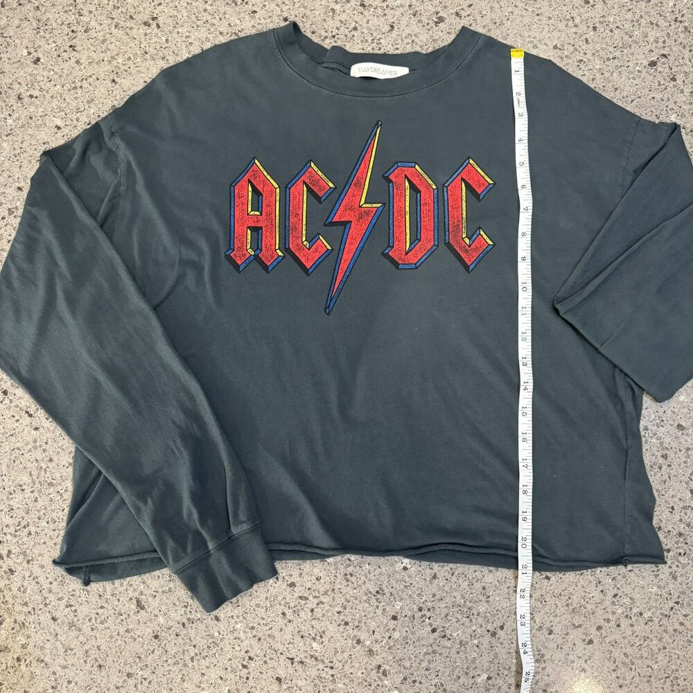 Daydreamer LA AC/DC Cropped Long Sleeve Band Tee Vintage Rock Graphic Size S - Picture 5 of 10